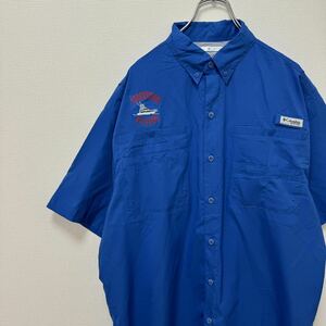 コロンビア　ブルー　フィッシングシャツ　半袖シャツ　古着　PFG