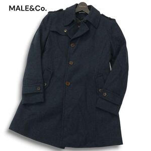 MALE&Co. タカキュー 秋冬 英国 MOON生地★ 中綿ライナー ウール シングル トレンチ コート Sz.M メンズ ネイビー　A4T13028_C#N