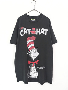 レディース 古着 90s USA製 Dr Seuss 「THE CAT IN THE HAT」 絵本 キャラクター Tシャツ ワンピース ひざ丈 XL位 古着