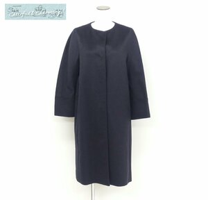 ANAYI カシミヤクルーネックコート 34 ネイビー カシミヤ100%