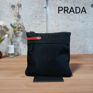 美品 プラダスポーツ ナイロン 斜め掛け ショルダーバッグ ボディバッグ ポシェット サコッシュ 黒 鞄 PRADA SPORT レディース メンズ