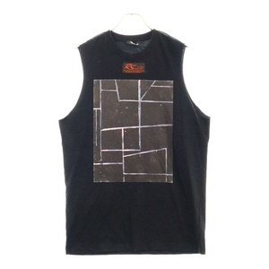 RAF SIMONS ラフシモンズ 23SS abstract print cotton vest アブストラクトパターン ノースリーブ カットソートップ ブラック 231-185A