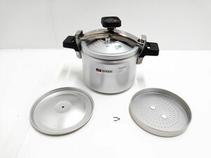 □RIKEN リケン 家庭用圧力鍋 6.0L 蒸し器付き 両手鍋 アルミ 調理器具 高さ約17cm 直径約21cm 1119-5 @100□