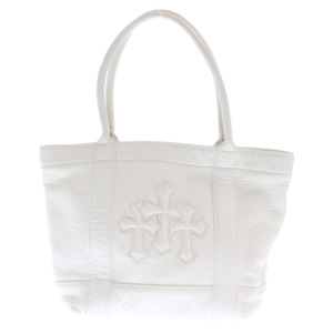 CHROME HEARTS クロムハーツ TOTE MINI 3 CEM CRS PT/3セメタリートートミニ クロスパッチ付きレザートートバッグ ホワイト