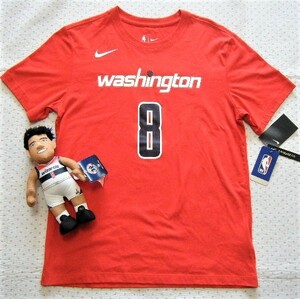 ナイキ　NIKE×NBA WASHINGTON WIZARDS　八村塁「8」 プレーヤーズＴシャツ・プリントＴシャツ　赤色　サイズ Ｌ　綿100％ @八村人形付き