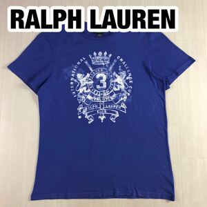 POLO BY RALPH LAUREN ポロバイラルフローレン 半袖Tシャツ M ブルー プリントTシャツ ビッグロゴ