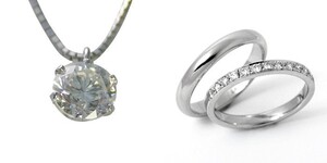 婚約 ネックレス 結婚指輪 3セット ダイヤモンド プラチナ 0.5カラット 鑑定書付 0.56ct Eカラー I1クラス 3EXカット GIA