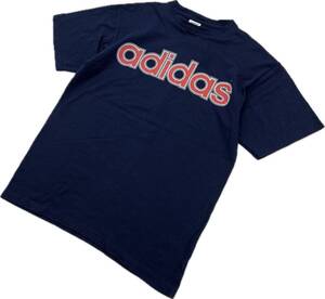 90s ☆ adidas ロゴ 背面 トレフォイル ネイビー Tシャツ 半袖 M スポーツ ストリート アメカジ 人気 古着 オールド アディダス■S3205