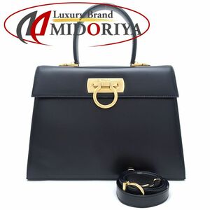 Salvatore Ferragamo サルヴァトーレフェラガモ 212181 2Wayバッグ ガンチーニ レザー ブラック/351343【中古】