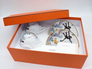 ★エルメス HERMES ティーカップ&ソーサーセット 長期保存品 箱付き m5-41283 m_ｂ