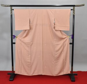 【着物屋ほたる】 色無地 パーティー 花 菱文 桃染色 披露宴 お茶会 身丈155cm 裄丈64cm ★着物 ia-533