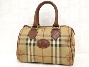 ◆超美品◆BURBERRY バーバリー◆ノバチェック◆PVC カーフ レザー 本革◆ミニ ハンド バッグ◆ベージュ ブラウン ゴールド金具◆A8906