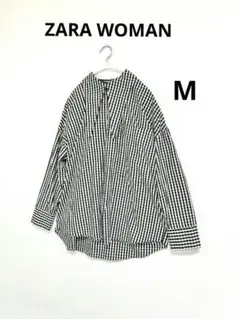 美品⭐︎ZARA WOMAN ビッグカラーブラウス　ギンガムチェックシャツ