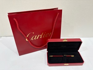 ｍ424 ★1円～中古現状品/美品/筆記確認済【Cartier カルティエ】◆ツイスト式 ボールペン レッド系 ケース付き◆ショップ袋付き 筆記用具