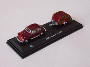 Cararama カララマ 1/72 VW Beetle With Caravan DARK RED