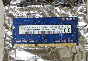 SKhynix製DDR3 PC3L-12800 204Pin 4G 低電圧 1枚 