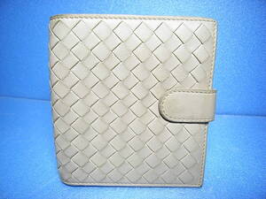 ★★ 綺麗です！！★★【 BOTTEGA VENETA 】ボッテガヴェネタ 本革 イントレ アイボリー コンパクト財布 ★★MADE IN ITALY★★