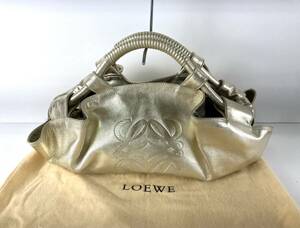 【ST117】 LOEWE ロエベ アナグラム ナッパアイレ ナッパレザー ハンドバック 手持ちカバン ゴールドカラー レディース バック 袋付き