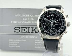 「セイコー　1円～」　「SEIKO」　7T86-0AC0　クロノグラフ　パーペチュアル　腕時計　クォーツ　メンズ　稼働　B12E363