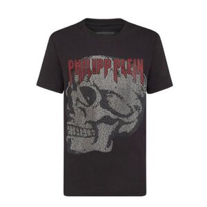 【CU】PHILIPP PLEIN フィリップ プレイン 半袖 Ｔシャツ MTK3066 ブラック ラインストーン スカルskullスター【新品・正規品】