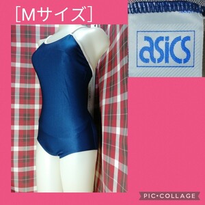 【 ▼ お尻 毛羽立ちあり ▼ アシックス 紺色 白肩ひも 競泳水着［Mサイズ］asics　9月29日(日)終了・週末クーポン】