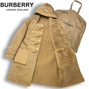 27 国内正規品 BURBERRY LONDON ENGLAND バーバリー ティッシ期 モダクリル ダッフルコート 裏地ボア ロング coat 52 ブラウン