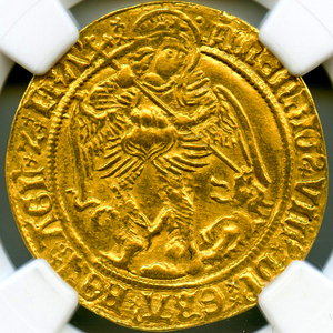 イングランド ヘンリー8世 (1509-26) エンジェル 金貨 NGC MS62