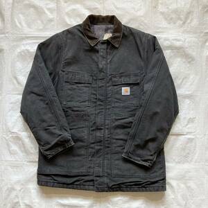 Carhartt カーハート USA製 裏地ブランケット ダック地 ジップアップ トラディショナルコート ジャケット ブラック 44