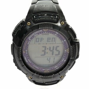 1円スタート 稼働品 CASIO カシオ PROTREK プロトレック PRW-1100YTJ タフソーラー 電波ソーラー ラウンド デジタル ブラック メンズ