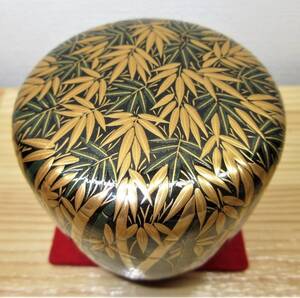 【逢絢亭・新品】茶道具 棗 大棗 山中塗 竹林蒔絵 内銀地 真塗 木製 呉藤穣太郎 共箱入り