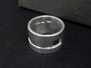 1円 ■美品■ GUCCI グッチ SV925 ワイドリング 指輪 アクセサリー 約17号 メンズ シルバー系 BG9793