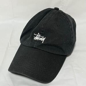 Stussy キャップ ステューシー　 ブラック　メンズ　レディース　ロゴ刺繍　フリーサイズ 古着　中古