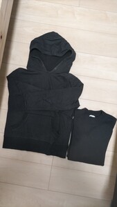 人気 無地 スウェット パーカー GU ジーユー M 黒 ブラック２着 セット UNIQLO ユニクロ 美品 カットソー トップス ワークマン スポーツ 