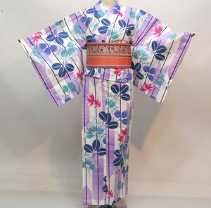 浴衣 仕立て上がり 女性用 ブランド浴衣 山本 彩 綿100％ 152-167cm ゆかた単品 花柄 萩 縞 金魚 新品 （株）安田屋 NO30424