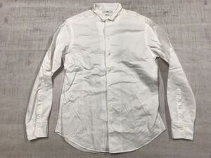 シップス ships Slim Fit スリムフィット トラッド シャドウボーダー スモールカラー 長袖 ドレス シャツ メンズ L 白