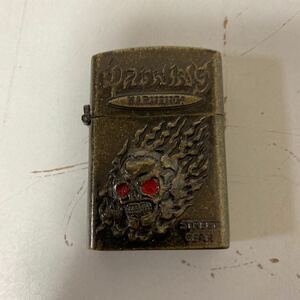 ★1円スタート★ガスライター ZIPPO 風　スカルに赤い目★中古品★