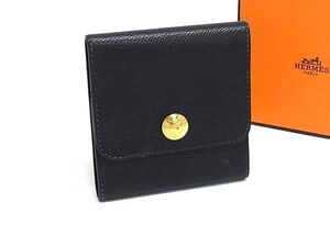 1円 ■極美品■ HERMES エルメス アラジフ レザー ポストイットケース メモカバー 付箋ケース 文房具 ブラック系 BI8492