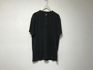 本物ダナキャランニューヨークDKNYコットンヘンリーネック半袖Tシャツメンズサーフアメカジミリタリーストリート黒ブラックXLインド製