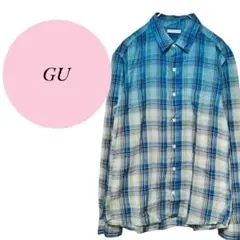 【ジーユー】GU♡長袖♡メンズ♡トップス♡チェックシャツ♡ Sサイズ♡ブルー系