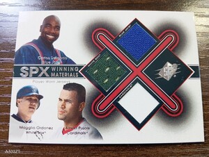 【トリプルジャージ】2001 SPx Winning Materials Update Duos ALBERT PUJOLS アルバート・プホルス ROOKIE ルーキー RC DELGADO , ORDONEZ