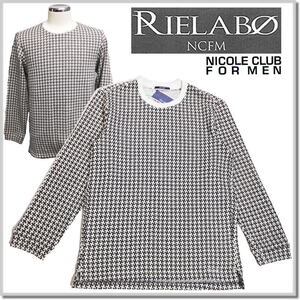 リエラボ RIELABO (NICOLE CLUB FOR MEN) 幾何柄ダブルフェイスジャガードTEE 2464-9852-09(OFF WHITE)-46(M) 長袖Tシャツ カットソー