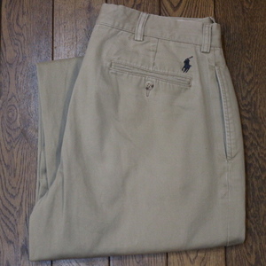 90s Polo Ralph Lauren チノパンツ 34×32 ベージュ ETHAN PANT ストレート 2タック コットン チノパン ポロチノ ポロ ラルフローレン