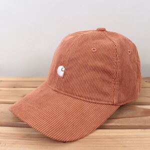 chc1【美品】カーハート 茶 ブラウン系 コーデュロイ Carhartt WIP ワンポイント キャップ CAP 帽子 ブランド 中古 古着 正規品