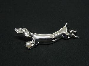 1円 ■極美品■ MIKIMOTO ミキモト 本真珠 アコヤ真珠 パール 約5mm SV925 犬 ピンブローチ ピンバッジ アクセサリー シルバー系 FI7812