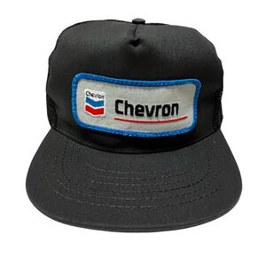 デッドストック CHEVRON トラッカーキャップ キャップ シェブロン アメリカ製 帽子 グレー MADE IN USA RIVERSIDE ガソリンスタンド 古着