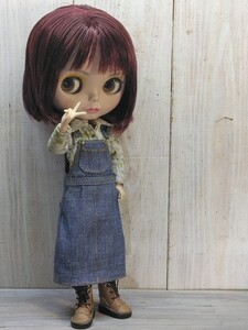 デニムジャンパースカート　ネオブライス　リカちゃん　オビツ　ピュアニーモ　ハンドメイド　アウトフィット　Blythe outfit 