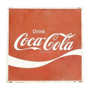 ホーロー看板 Coca-Cola コカコーラ 91cmx91cm 特大サイズ 昭和 レトロ 琺瑯看板 当時物 alpひ0520