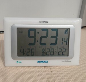 【液漏れあり】CITIZEN リズム時計 8RZ066-0 温度・湿度計付き 電波時計 シチズン MSD ナゾネックス ノベルティ