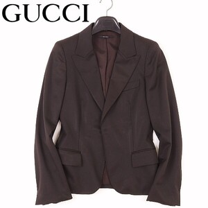 ◆GUCCI グッチ ストレッチ 1釦 ジャケット ダークブラウン 42 ユニフォーム