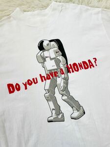 希少　レア　HONDA　ホンダ　ASIMO P3　アシモ　クルーネック　半袖　Tシャツ　メンズ　Lサイズ　ホワイト　自動車　ノベルティ　企業物